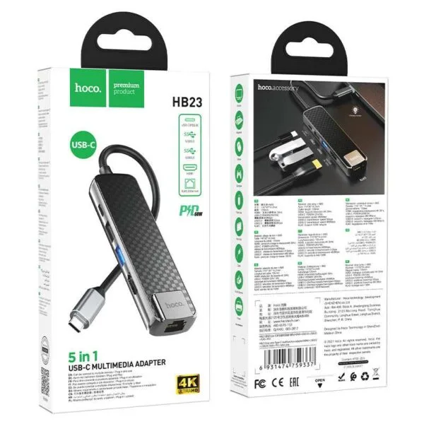 HB23 Easy view Type-C multifunction adapter(HDTV+USB3.0+USB2.0+RJ45+PD) 3