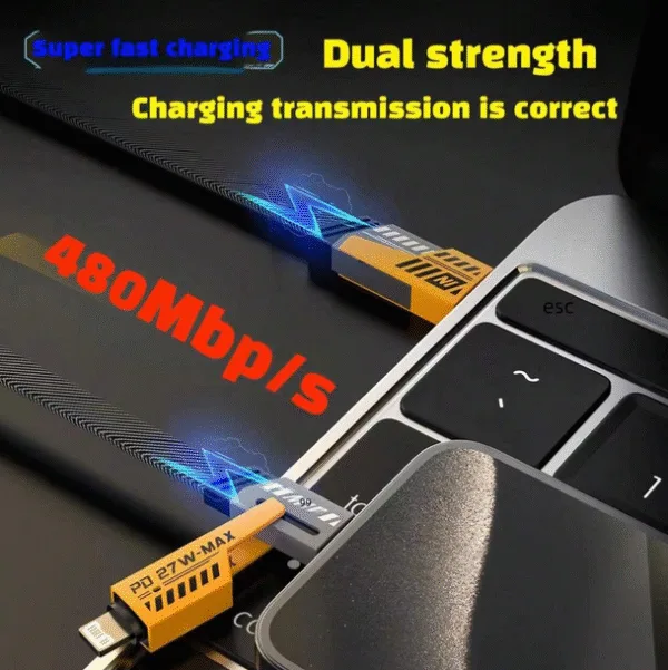4 In 1 Mech Data Cable 65W+27W Super Fast Charging Braided Cable USB+TYPE-C Interface 9