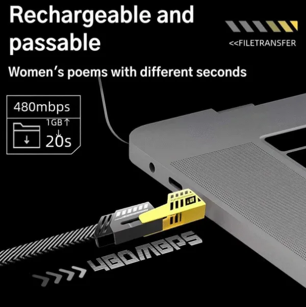 4 In 1 Mech Data Cable 65W+27W Super Fast Charging Braided Cable USB+TYPE-C Interface 3