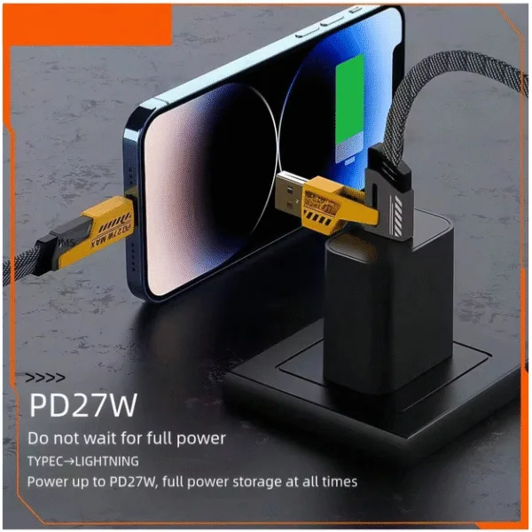 4 In 1 Mech Data Cable 65W+27W Super Fast Charging Braided Cable USB+TYPE-C Interface 4