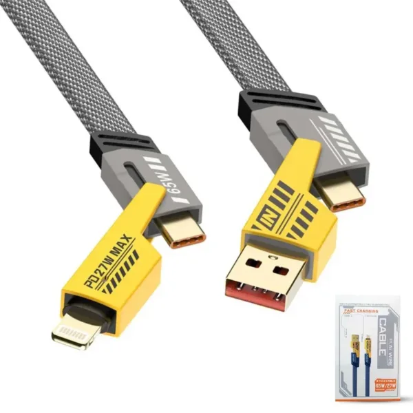 4 In 1 Mech Data Cable 65W+27W Super Fast Charging Braided Cable USB+TYPE-C Interface 10