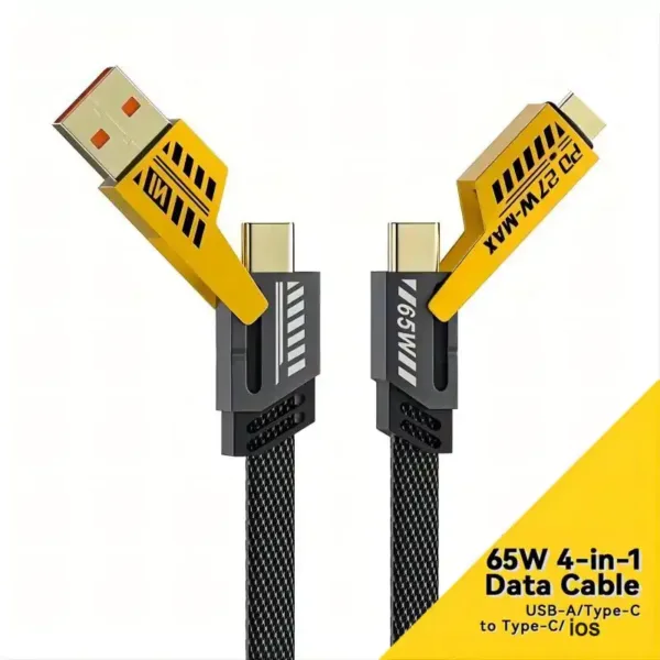 4 In 1 Mech Data Cable 65W+27W Super Fast Charging Braided Cable USB+TYPE-C Interface