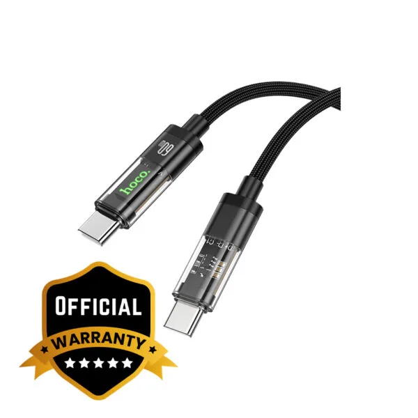 Hoco U116 Transparent Discovery Edition 60W Charging Data Cable for Type-C to Type-C 3