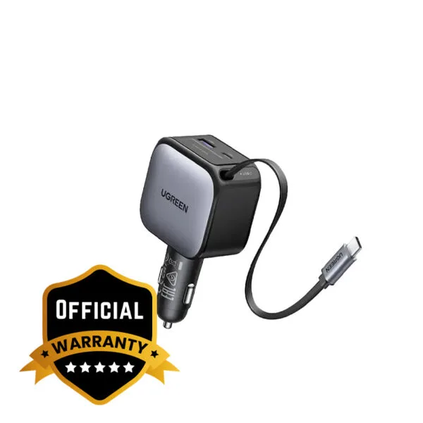 UGREEN 90W Fast Car Charger with Retractable Cable