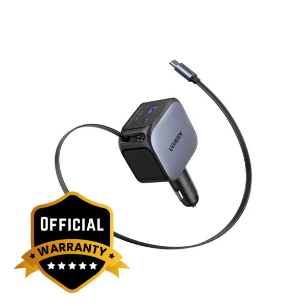 UGREEN 145W Fast Car Charger with Retractable Cable