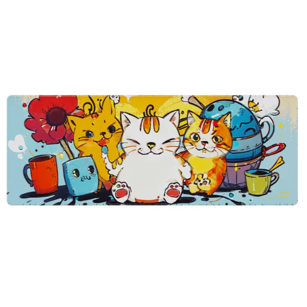 Premium Orange Kitty Aesthetic Desk Mat 2