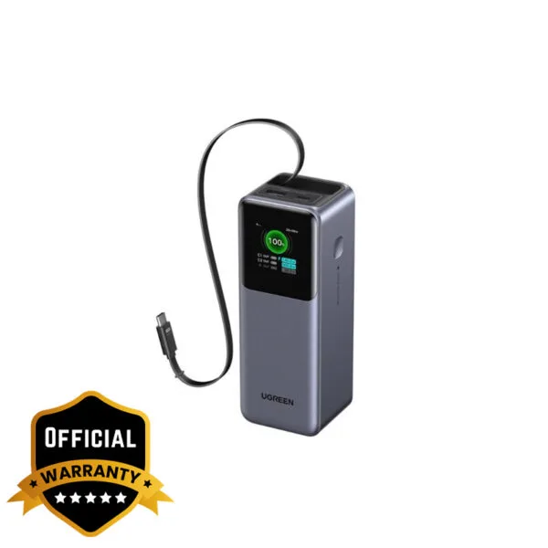 UGREEN 20000mAh 165W Nexode Smart Display Power Bank with Retractable Cable ( CCC version)