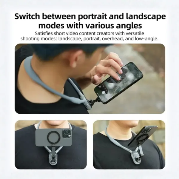 TELESIN Magnetic Neck Mount for iPhone & Android 4