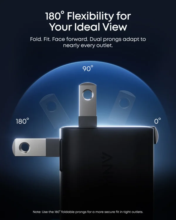 Anker Nano Charger 45W, Smart Display, 180° Foldable 4
