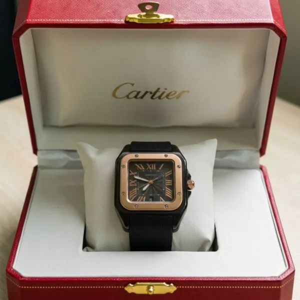 Cartier Santos Watch Black Dial 2