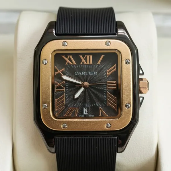 Cartier Santos Watch Black Dial 3